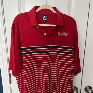 Footjoy golf polo, red with stripes.